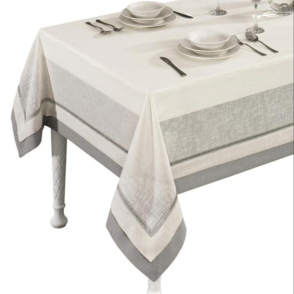Nazik Home Latina Masa Örtüsü Krem / Gri 160X260