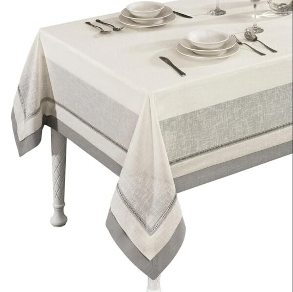 Nazik Home Latina Masa Örtüsü Krem / Gri 160X260