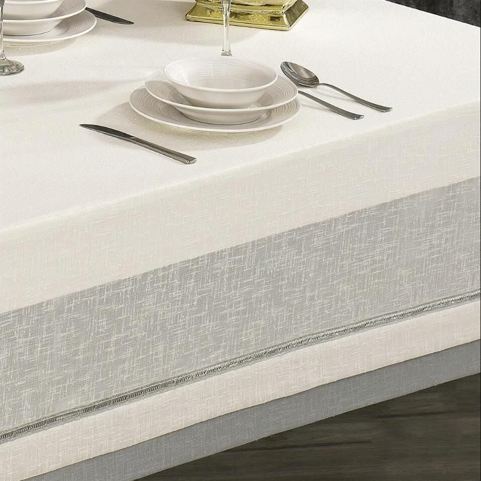 Nazik Home Latina Masa Örtüsü Krem / Gri 160X260