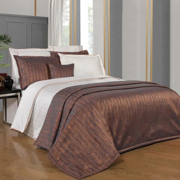 Sarev Gustova Yatak Örtüsü Nevresim Takımı-Bakır