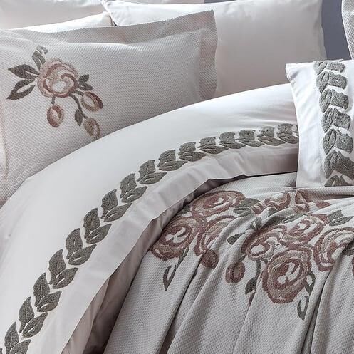 Nazik Home Oasis Nevresim-Pike Set Çift Kişilik-Vizon