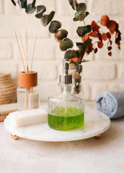 The Mia Marbre Mermer 25 cm Boncuk Ayaklı Beyaz Servis