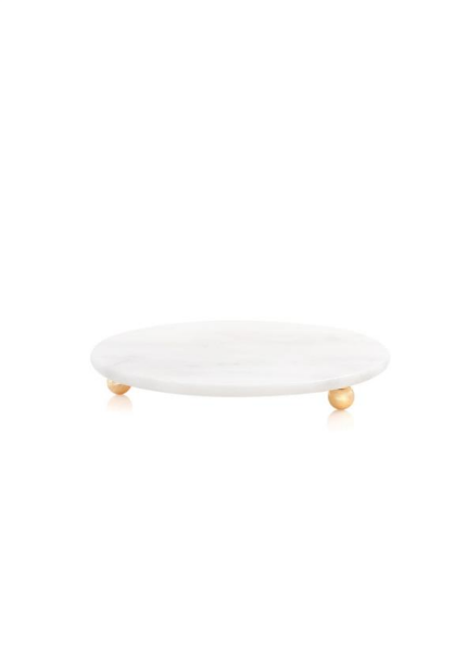 The Mia Marbre Mermer 25 cm Boncuk Ayaklı Beyaz Servis