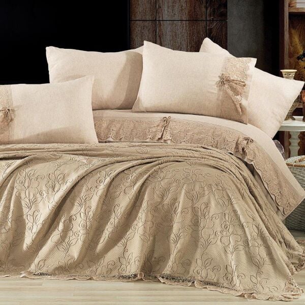 Nazik Home Rosella Nevresim Pike Set-Bej