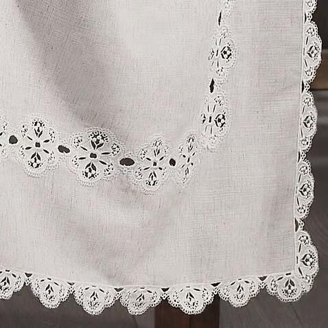 Nazik Home Doria Dantelli Leke Tutmaz Masa Örtüsü Krem 160X260
