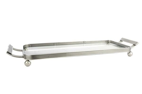 Mikasa Moor Gümüş Cam Metal Kulplu Tepsi 47x16cm