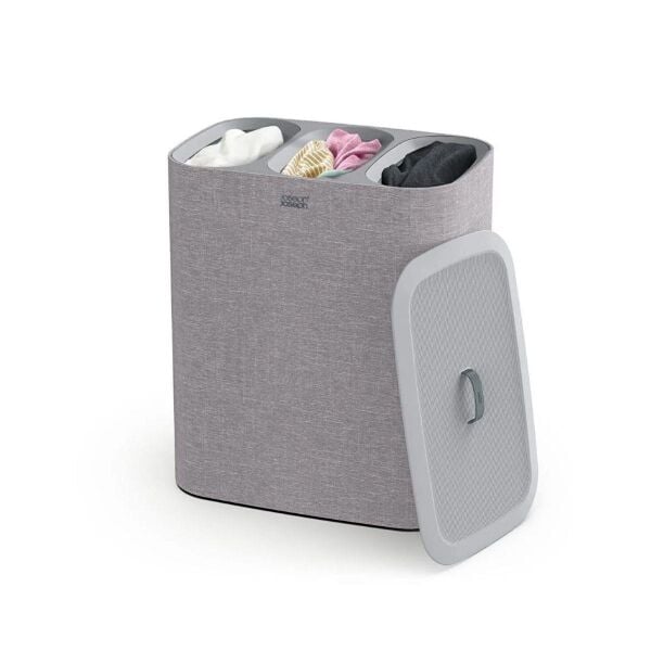 Joseph Joseph Tota 90 L Trio 3 Bölmeli Çamaşır Ayırma Sepeti-Gri