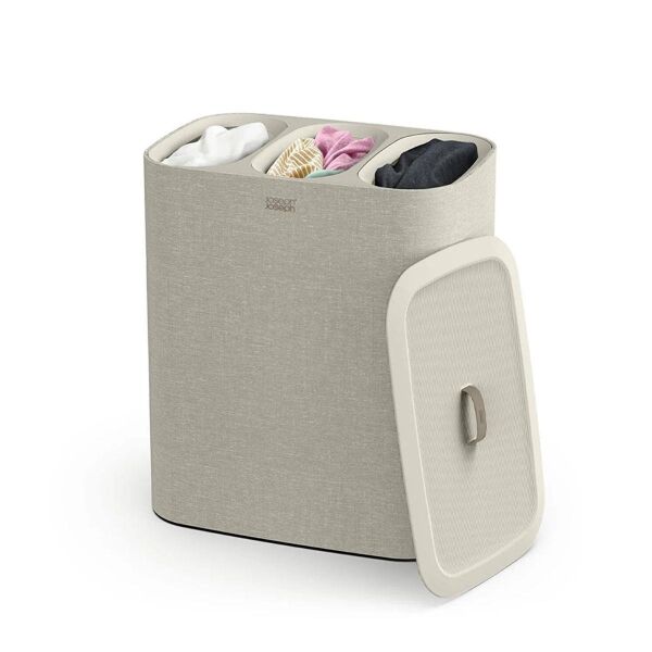 Joseph Joseph Tota 90 L Trio 3 Bölmeli Çamaşır Ayırma Sepeti-Ekru