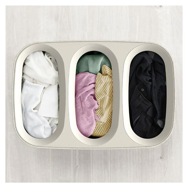 Joseph Joseph Tota 90 L Trio 3 Bölmeli Çamaşır Ayırma Sepeti-Ekru