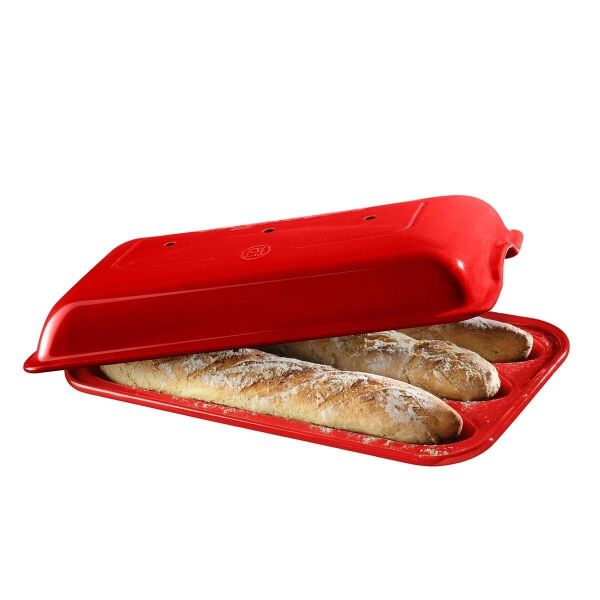 Emile Henry XEH 3lü Baget Ekmek-Fırın Kabı Dikdörtgen 39x23cm Kırmızı
