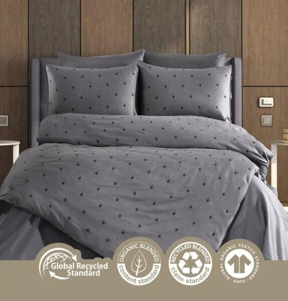Nazik Home Hermes Pamuklu Nevresim Takımı Antrasit Çift Kişilik