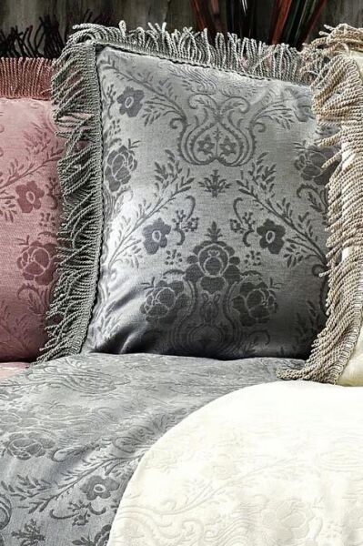 Nazik Home Jakar Desenli 4 Mevsim Sultan Yatak Örtüsü Gri Tek Kişilik