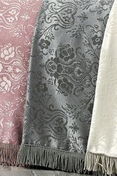 Nazik Home Jakar Desenli 4 Mevsim Sultan Yatak Örtüsü Gri Tek Kişilik