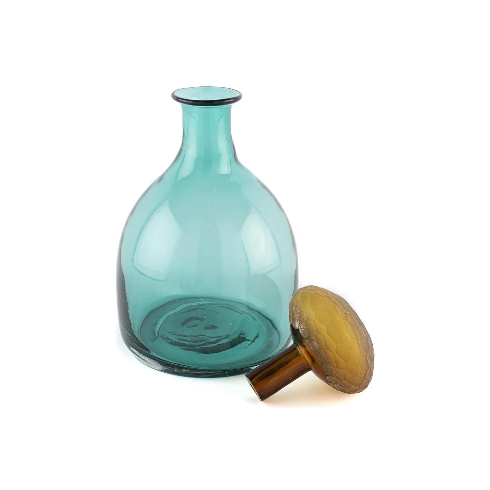 Mikasa Moor Turkuaz Amber Kapaklı Cam Vazo 17x28cm