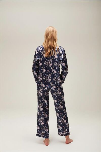 Nazik Home Mia Düğmeli Pijama Takımı Lacivert M