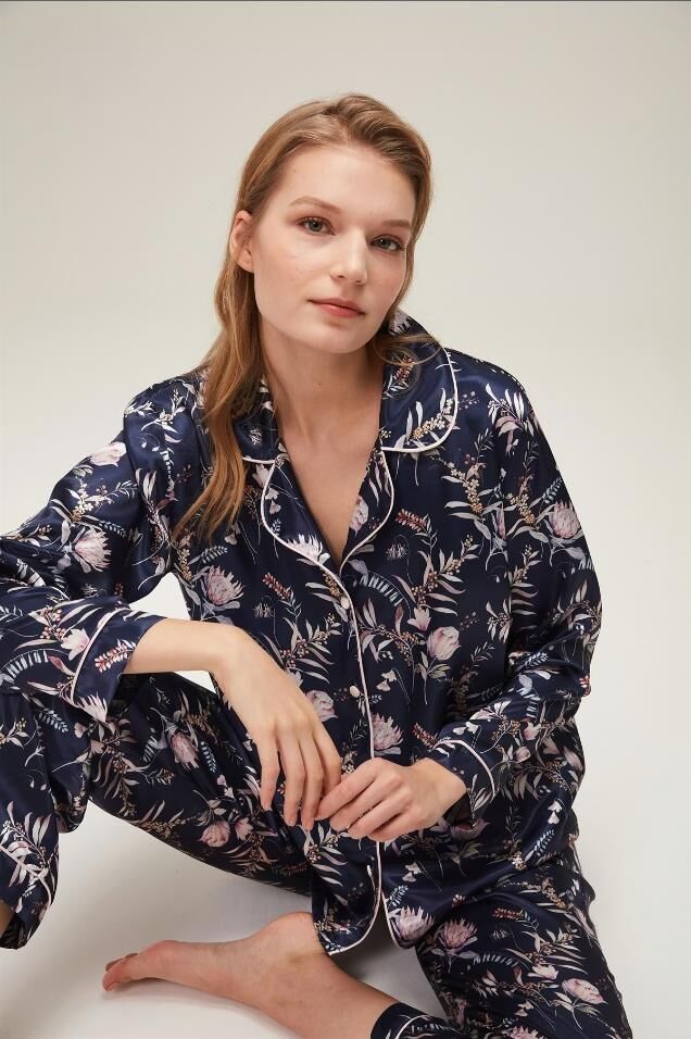 Nazik Home Mia Düğmeli Pijama Takımı Lacivert S
