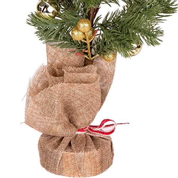 Yılbaşı Süsü Masa Çamı Yılbaşı Çıngıraklı Glod Berry li Kırmızı Glod 14x38 cm