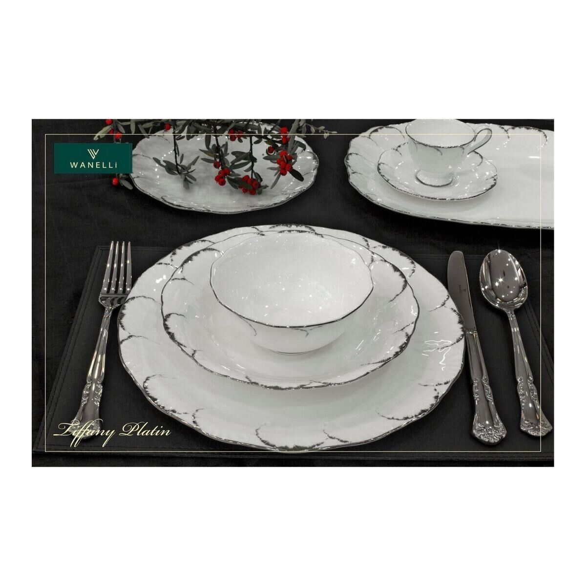 Wanelli Fx1045 Tiffany Platin 60 Parça Yemek Takımı