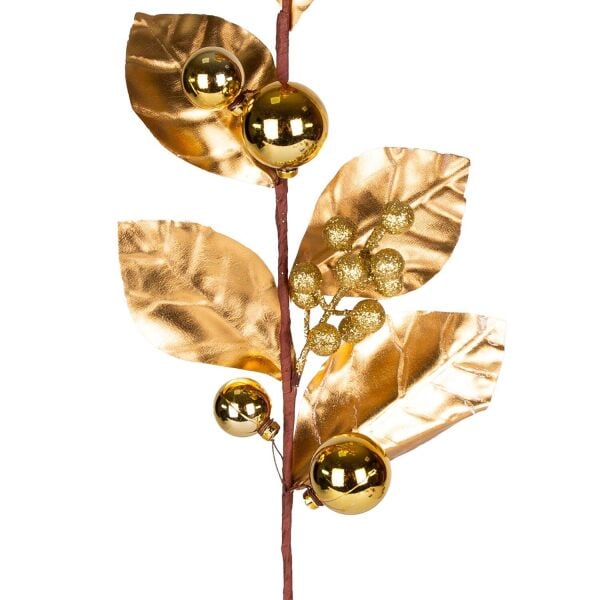 Yılbaşı Çiçeki Pike Berry Gold Simli Gold Yapraklı Yılbaşı Toplu Gold 70 cm