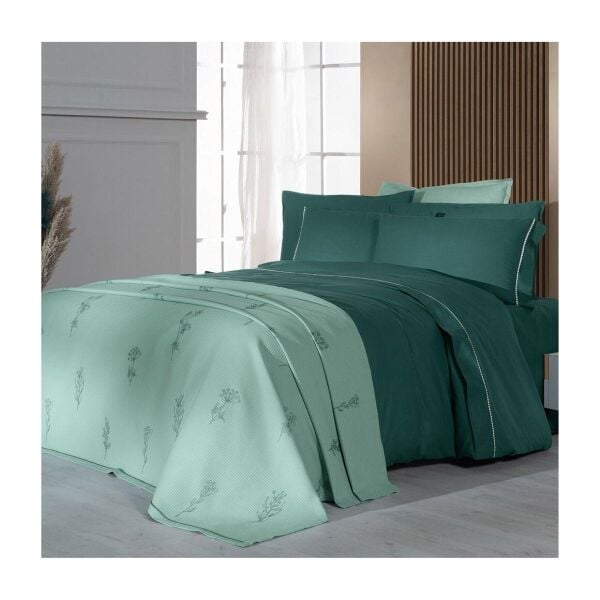 Sarev Eva Eldon Takım Pike Takımı  Nevresim Seti 1 Yastık-Yeşil