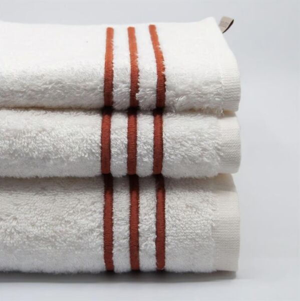 Nazik Home Zen Çizgi Nakışlı Havlu Kiremit 30X50