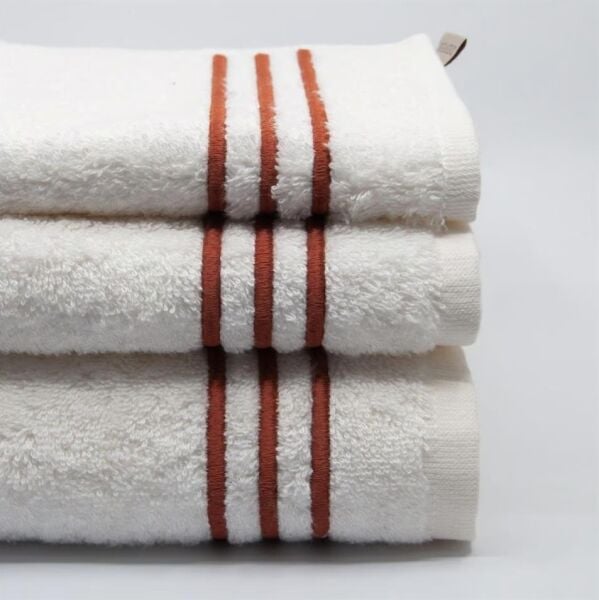 Nazik Home Zen Çizgi Nakışlı Havlu Kiremit 30X50