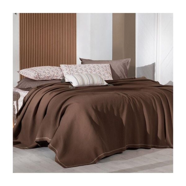 Sarev Abel Pike Takımı Çift Kişilik 2 Yastık-Kahve