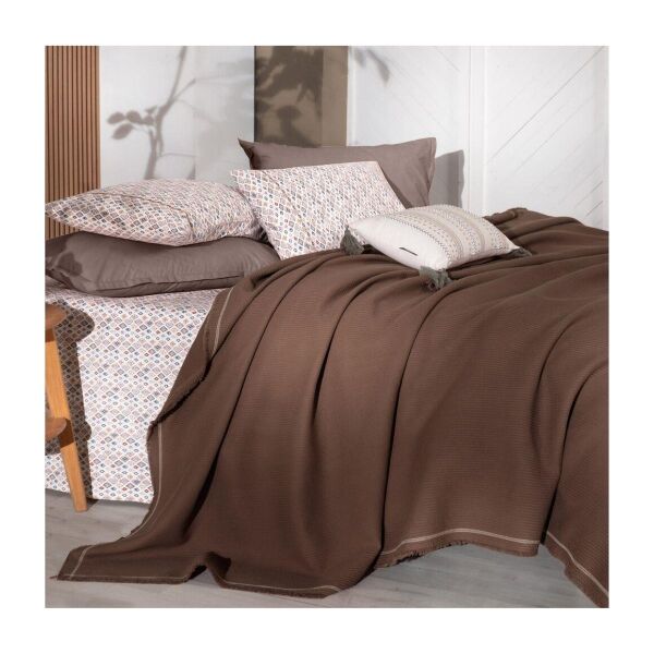 Sarev Abel Pike Takımı Çift Kişilik 2 Yastık-Kahve