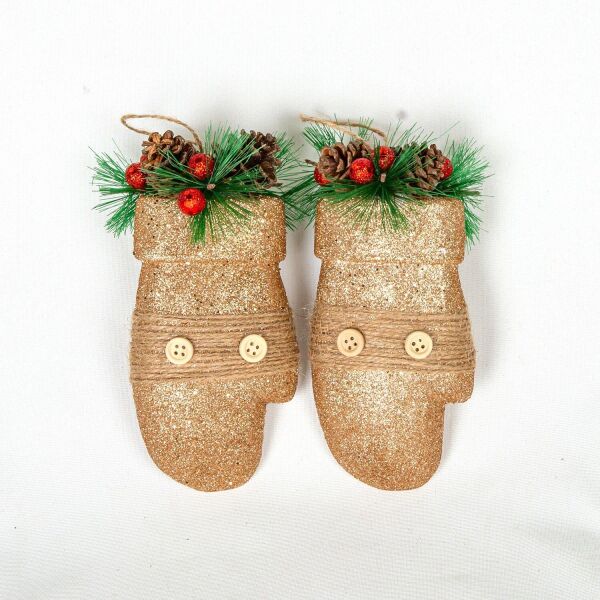 Yılbaşı Süsü Eldiven Berry'li 2'li Paket Dore 12x18,5 Cm.