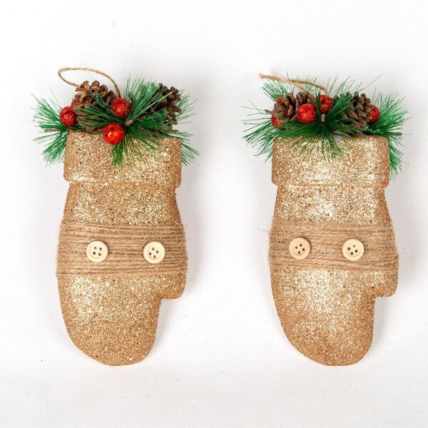 Yılbaşı Süsü Eldiven Berry'li 2'li Paket Dore 12x18,5 Cm.