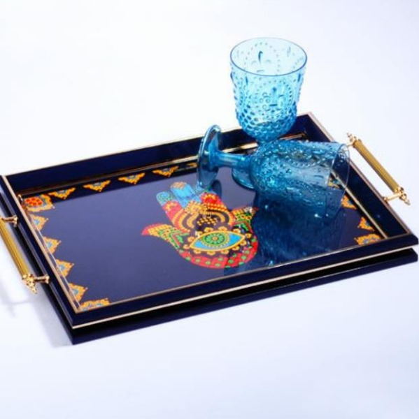 Kosova La-253 Kulplu Lüx Dildörtgen Tepsi Lacivert