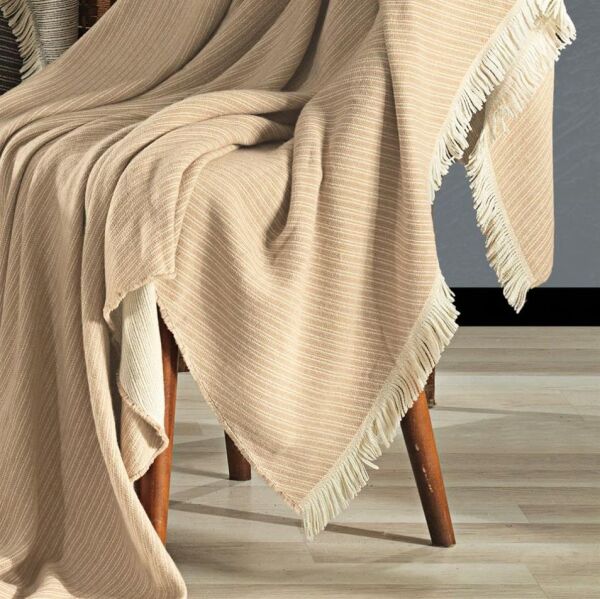 Nazik Home Volga Throw Battaniye Bej 140x190