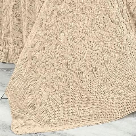 Nazik Home Emma Triko Battaniye Bej Çift Kişilik