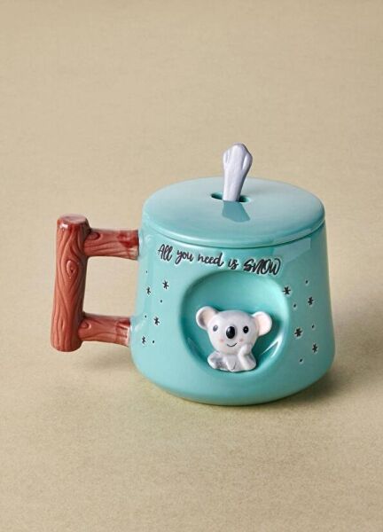 The Mia Koala Kapaklı ve Kaşıklı Kupa 370 ml