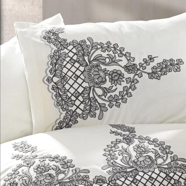 Nazik Home Monza Pamuk Saten Nevresim Takımı Gri Çift Kişilik