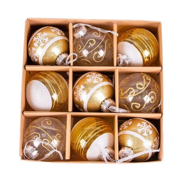 Yılbaşı Ağaç Süsü Yılbaşı Toplu 9 lu Set Gold 8 cm