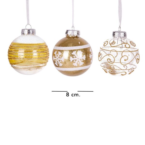 Yılbaşı Ağaç Süsü Yılbaşı Toplu 9 lu Set Gold 8 cm