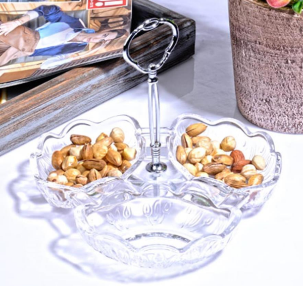 Kosova 031 Lale 3 Göz Çerezlik Metal Sap 21 x 10 Cm