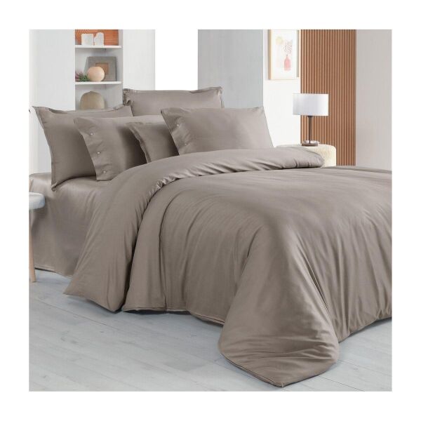 Sarev Monoch Rome Saten Tekli Nevresim Mocha