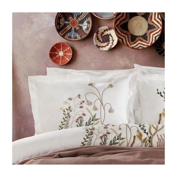 Zebra Casa Lenora Nakışlı Battaniye Seti Gül Kurusu