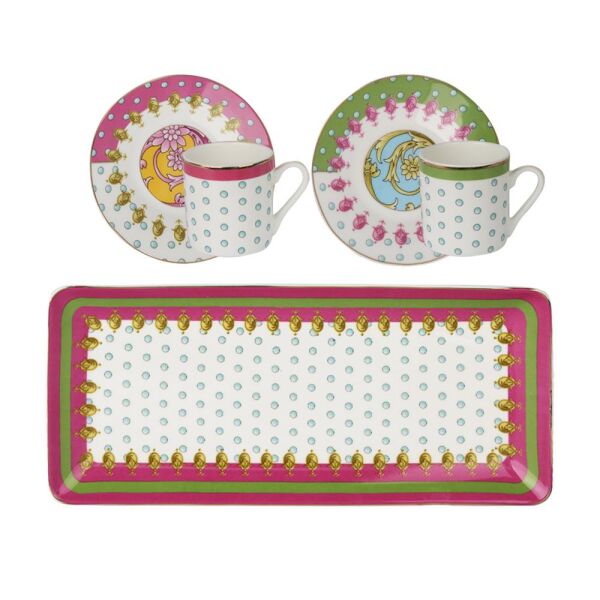 Lucky Art Estelle Bone 2'li Tepsili Kahve Fincanı Seti