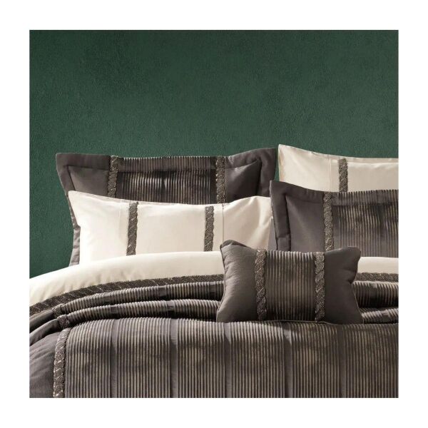 Zebra Casa Lenora Nakışlı Battaniye Seti Gri