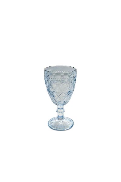 Easy Life Rölyef Süslemeli 4 lü Cam Kadeh Seti Mavi - 400 ml