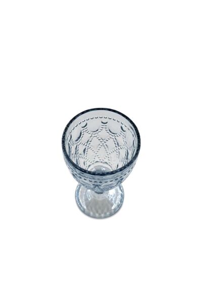Easy Life Rölyef Süslemeli 4 lü Cam Kadeh Seti Mavi - 400 ml