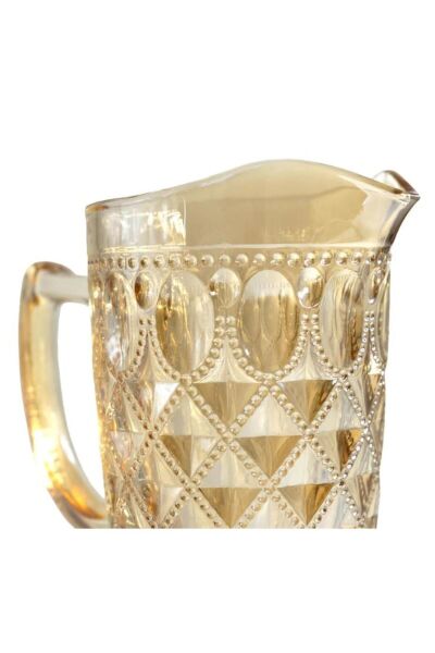 Easy Life Rölyef Süslemeli Cam Sürahi. Amber - 1.500 ml