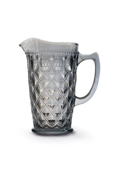 Easy Life Rölyef Süslemeli Cam Sürahi. Mavi - 1.500 ml