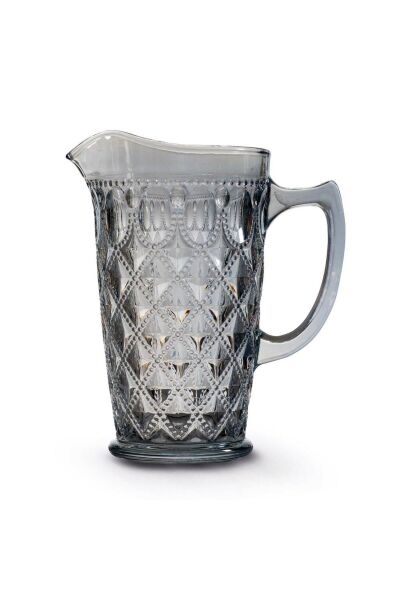 Easy Life Rölyef Süslemeli Cam Sürahi. Mavi - 1.500 ml