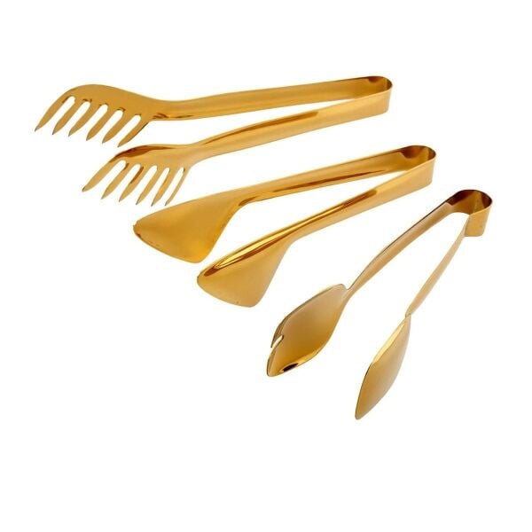 Jumbo Steel 3'lü Maşa Set Titanyum Gold