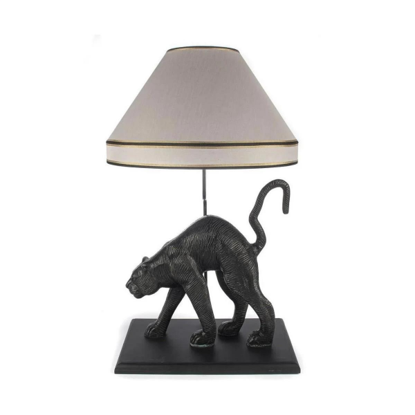 Mikasa Moor Krem Şapkalı Leopar Gold Abajur 48x48x78 cm