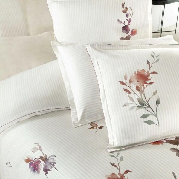 Sarev Lida Saten Nevresim Takımı Çift Kişilik 4Yastık-Bej